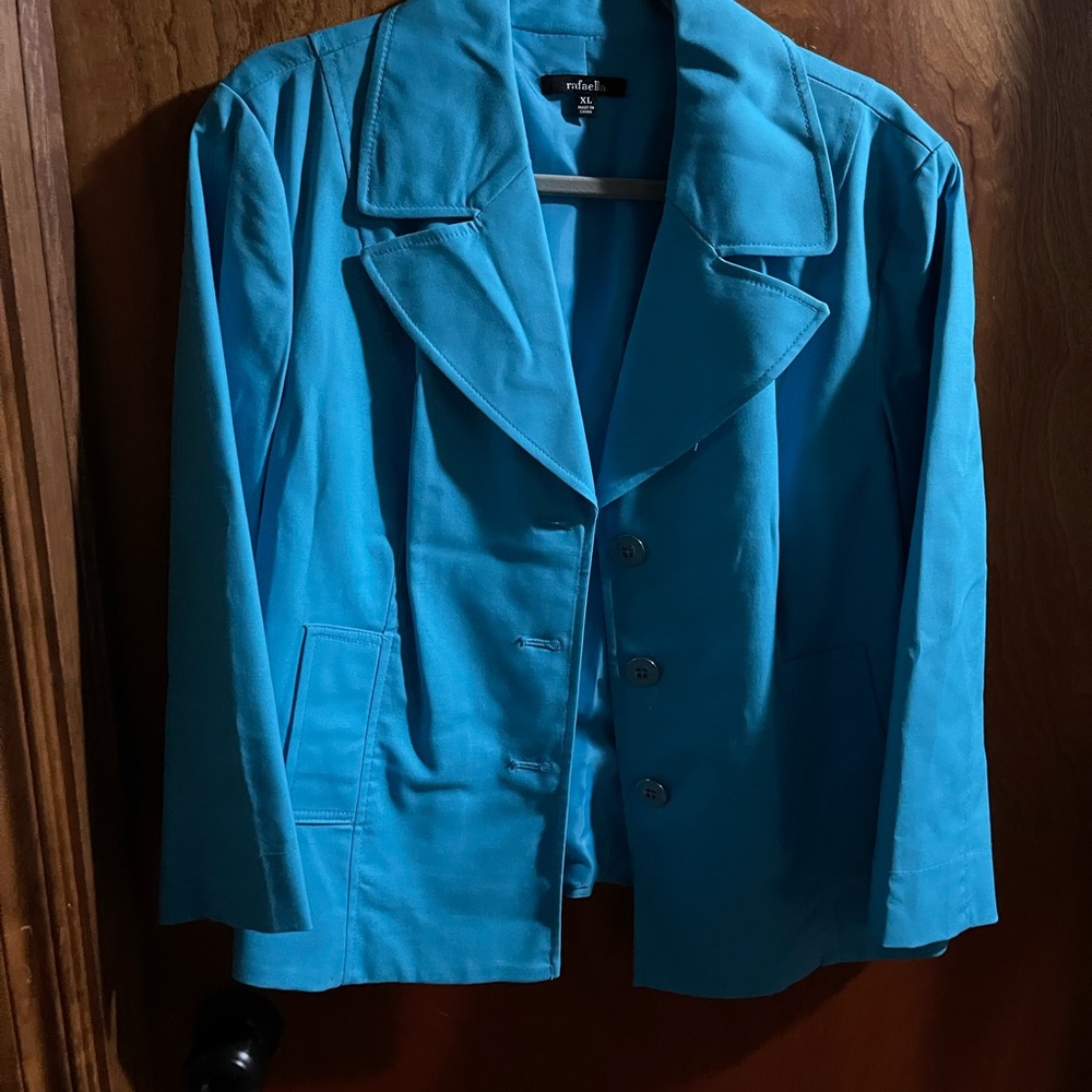 Rafaella Blue Blazer Classic Lapel Structured Silhouette